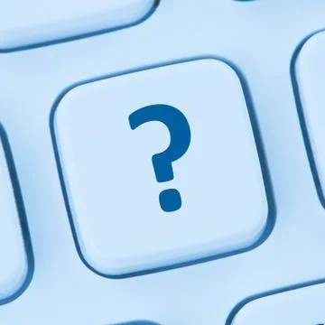 Computer keyboard question mark help blue symbol web Stock Photos
