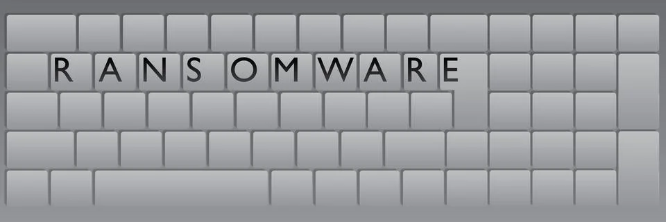 Computer Keyboard with Ransomware text. Close-up of an electronic Computer .. Stock Illustration