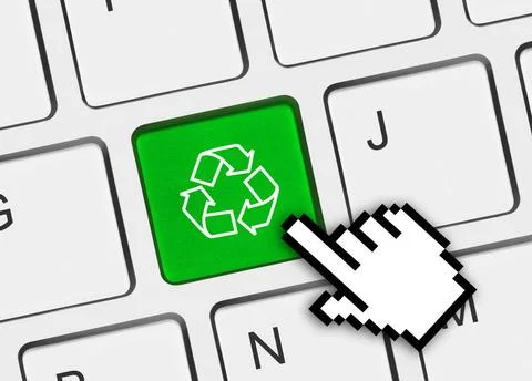 Computer keyboard with recycling symbol Computer keyboard with recycling s... Stock Photos