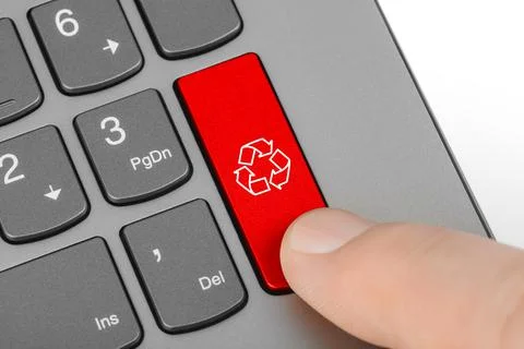 Computer keyboard with recycling symbol Stock Photos