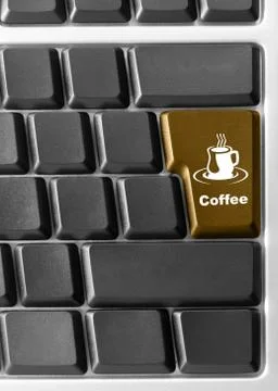 Computer keyboard with red "coffee" key 스톡 일러스트