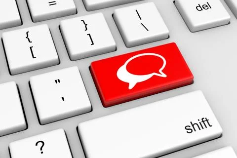 Computer Keyboard with Red Forum Button Illustration Stock Illustration