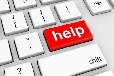 Computer Keyboard with Red Help Button Illustration Illustrazione stock