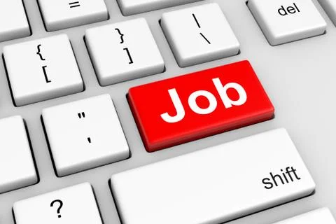 Computer Keyboard with Red Job Button Illustration Stock Illustration