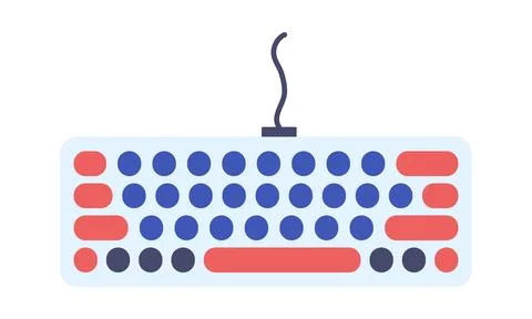 Computer keyboard round buttons. Wired keypad. IT Office Equipment. Technology Stock Illustration