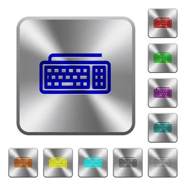 Computer keyboard rounded square steel buttons Stock Illustration