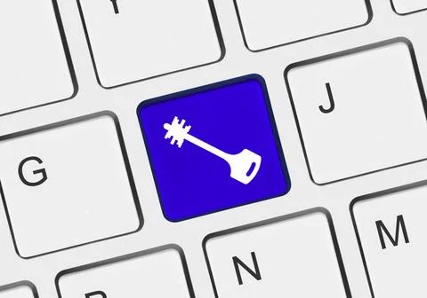 Computer keyboard with security key Computer keyboard with security key - ... Stock Photos