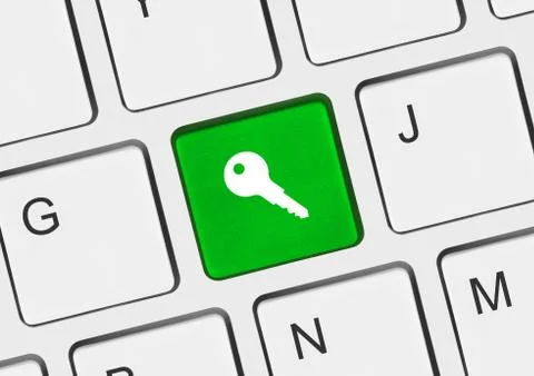 Computer keyboard with security key Stock Photos