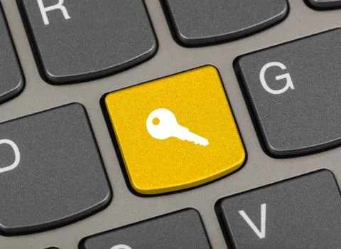Computer keyboard with security key Stock Photos