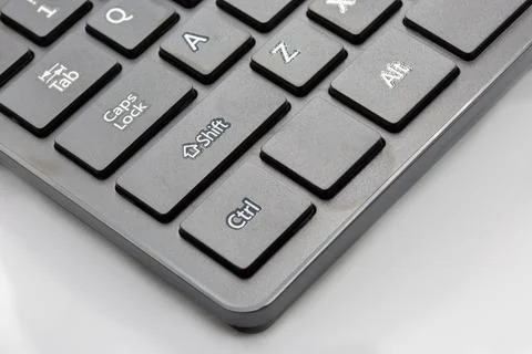 Computer keyboard with Shift, Ctrl, Alt keys on white background. Stock Photos