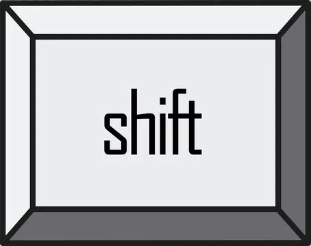 Computer keyboard shift key is floating in 3D isometric view, transparent Stock Illustration