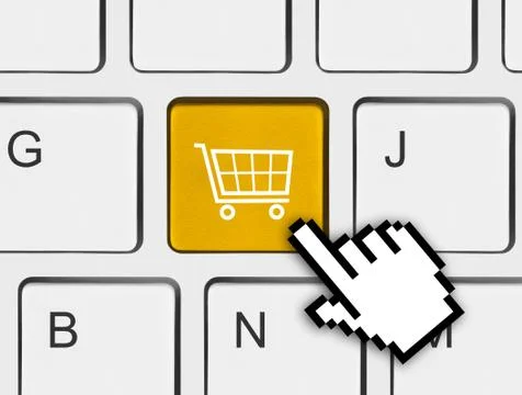 Computer keyboard with shopping key Stock Photos