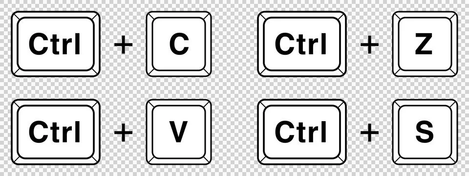 Computer keyboard shortcuts (copy, paste, undo, save) Stock Illustration
