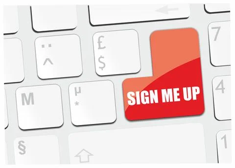 Computer keyboard with sign me up written on it Stock Illustration