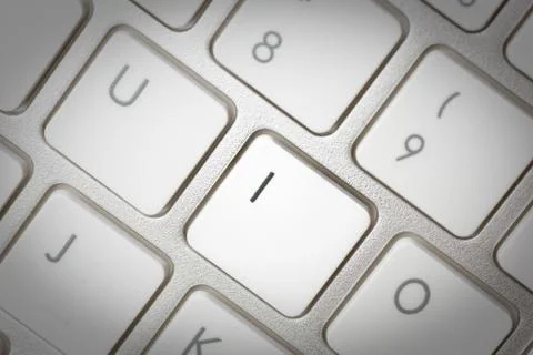 Computer keyboard - silver keyboard of a laptop with button I isolated. Home  Stock Photos