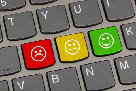 Computer keyboard with smile keys Computer keyboard with smile keys - tech... Stock Photos