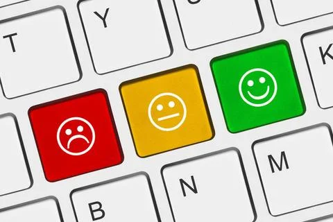 Computer keyboard with smile keys Computer keyboard with smile keys - tech... Stock Photos