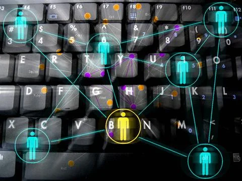 Computer Keyboard, Social Network, Concept Computer Keyboard, Social Netwo... 写真素材