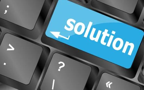 Computer keyboard with Solution support key. business concept Stock Illustration