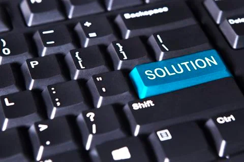 Computer keyboard with solution word 스톡 사진