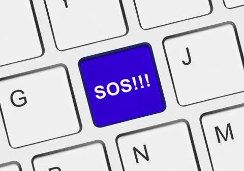 Computer keyboard with SOS key Stock Photos