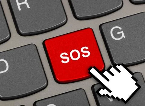 Computer keyboard with SOS key 스톡 사진