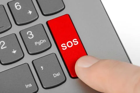 Computer keyboard with SOS key Stock Photos