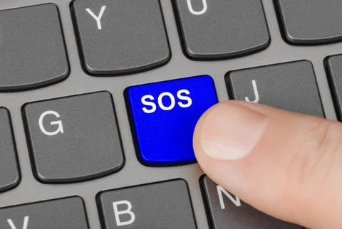 Computer keyboard with SOS key 库存照片