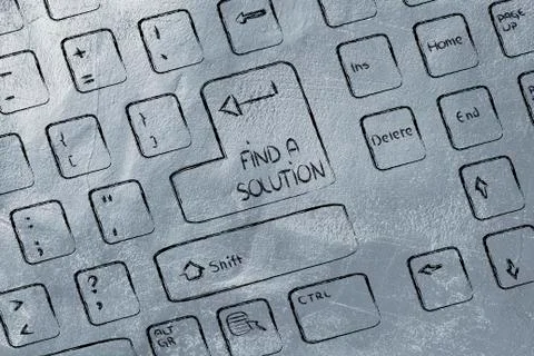 Computer keyboard with special key: find a solution 库存插图