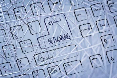 Computer keyboard with special key: networking 스톡 일러스트