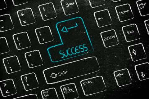 Computer keyboard with special key: success 스톡 일러스트