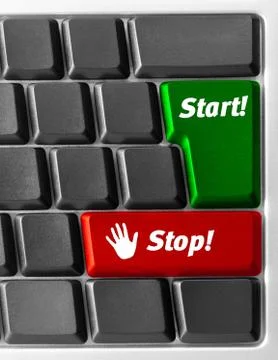 Computer keyboard with "start" and "stop" key 스톡 일러스트