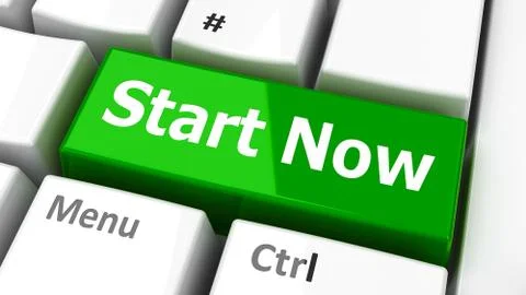 Computer keyboard start now Illustrazione stock