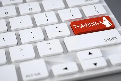 A computer keyboard with the symbol training Stock Photos