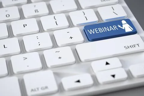 A computer keyboard with the symbol webinar Stock Photos