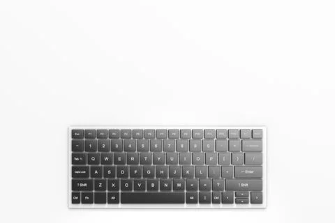 Computer keyboard on the table. Top view. Copy space. Stock Photos