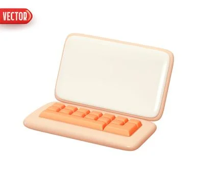 Computer with keyboard. Template Modern device Notebook. Realistic 3d design  Illustrazione stock