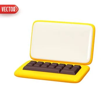 Computer with keyboard. Template Modern device Notebook. Realistic 3d desig.. Illustrazione stock