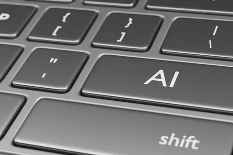 Computer keyboard with the text "AI" on one key. Artificial intelligence co.. Stock Illustration