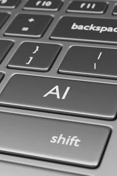 Computer keyboard with the text "AI" on one key. Artificial intelligence co.. Stock Illustration