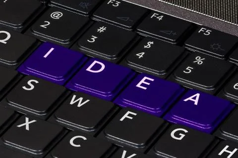 Computer keyboard with text IDEA on the keys and color accent. Concept of sta 스톡 사진
