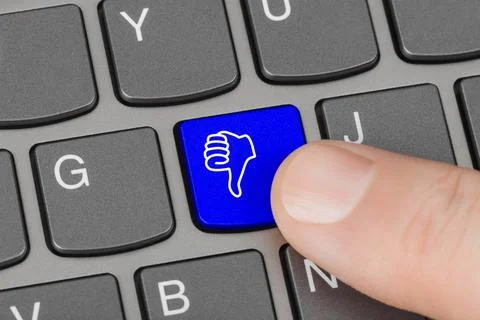 Computer keyboard with thumb key Computer keyboard with thumb gesturing ha... Foto stock