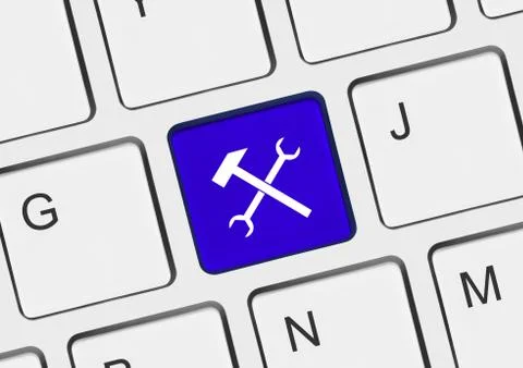 Computer keyboard with tools key Stock Photos