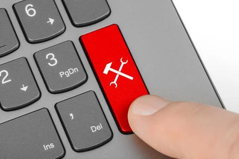 Computer keyboard with tools key Stock Photos