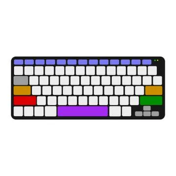 Computer keyboard. Top view. 3d Vector colorful illustration. 스톡 일러스트