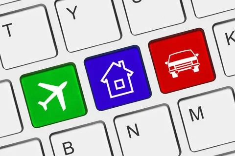 Computer keyboard with Travel key Computer keyboard with Travel key - tech... Stock Photos