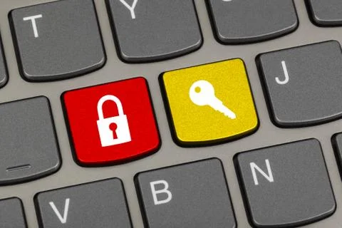 Computer keyboard with two security keys Stock Photos