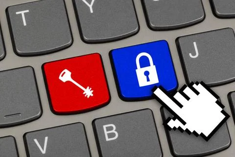 Computer keyboard with two security keys Computer keyboard with two securi... Stock Photos