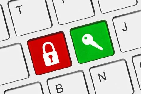 Computer keyboard with two security keys Computer keyboard with two securi... Stock Photos