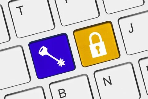 Computer keyboard with two security keys Computer keyboard with two securi... Stock Photos